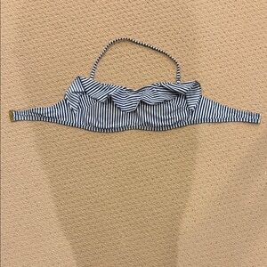 Vineyard Vines Blue and White Striped Ruffled Bikini Top